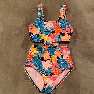 Girls Art Class Tropical Swimsuit Cutout One Piece 6 6X Small